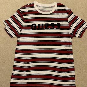 Guess red white striped shirt